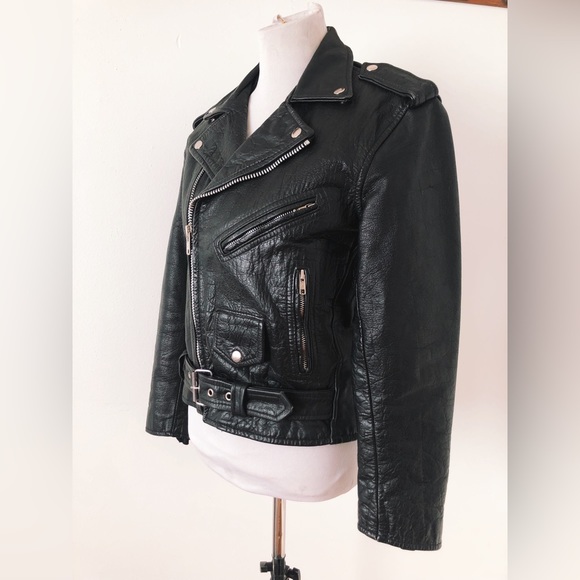 Vintage 70s 80s Leather Motorcycle Jacket / Ramones Moto Jacket / Punk Jacket - Picture 2 of 10